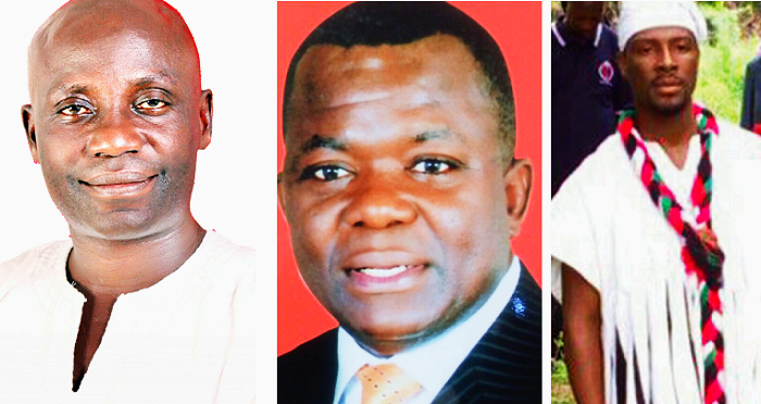 From left:  Mr Joseph Kwadwo Ofori — Incumbent Independent MP,  Mr Kofi Adjei Ntim — NPP,  Mr Aziz Muniru — NDC
